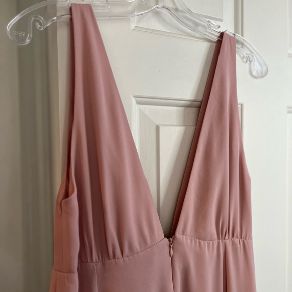 SOLD WAYF Kiara Empire Plunge Neck Gown in Rose Size Large - Picture 10 of 16